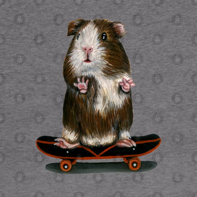 Skateboarding Guinea Pig Standing by Tasmin Bassett Art